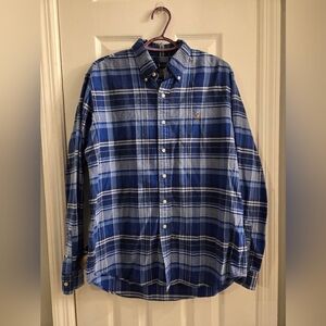 •Ralph Lauren• Mens Size L LS Blue Plaid Button-Down Collared Shirt *Like New*
